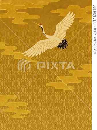 玳瑁紋和雲紋圖案，以及翩翩起舞的仙鶴。 133839105