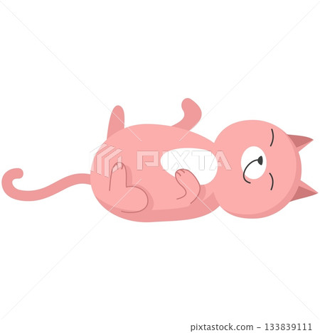 Cute cartoon cat sleeping with belly up vector 133839111
