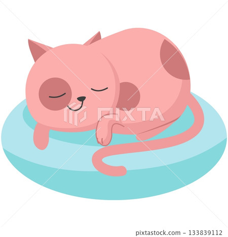 Cute cat sleeping on pillow vector icon Cute cat sleeping on pillow vector icon 133839112