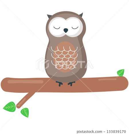 Owl sleep vector, cartoon night bird icon Owl sleep vector, cartoon night bird icon 133839170