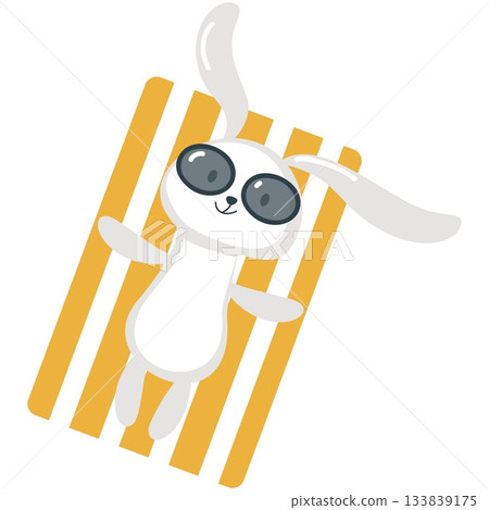Rabbit on summer beach vector kawaii animal icon Rabbit on summer beach vector kawaii animal icon 133839175