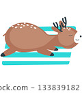 Deer on beach vector, cute summer animal icon 133839182