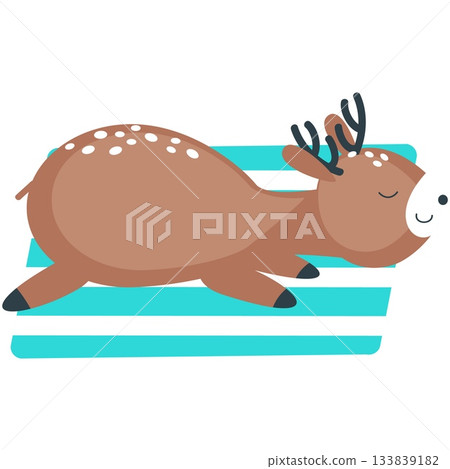 Deer on beach vector, cute summer animal icon Deer on beach vector, cute summer animal icon 133839182