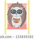 Hedgehog rest with cocktail on beach vector icon 133839183