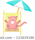 Cat sleeping rest on beach vector, relax time icon 133839186