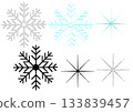 Set of three types of snowflakes: line drawing, solid, and color 133839457