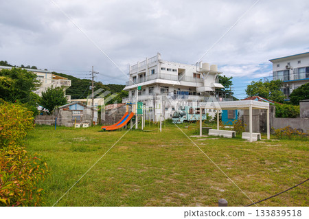 A small park at the harbor. Zamami Port, Zamami Island, Kerama Islands, Shimajiri District, Okinawa Prefecture - 2025. 40km west of the main island of Okinawa. 133839518