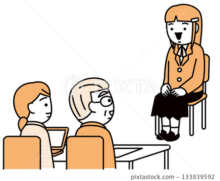 Female student undergoing an interview 133839592