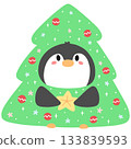 Penguin Wearing A Christmas Tree Costume - No Line 133839593