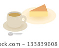 簡單的咖啡館咖啡和蛋糕插圖 133839608