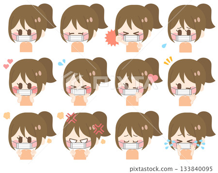 戴口罩的馬尾女孩（圖集 01） 133840095