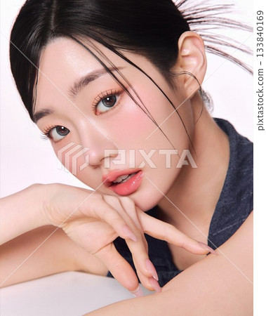 Portrait of a beautiful young Asian woman with makeup and smooth skin 133840169