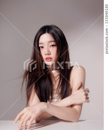Portrait of a beautiful young Asian woman with makeup and smooth skin 133840180
