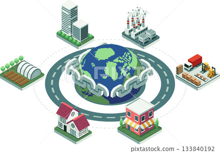 Isometric Supply Chain Management Cycle Isometric Supply Chain Management Cycle 133840192