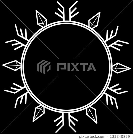 白色雪狀圓形框架 白色雪狀圓形框架 133840859