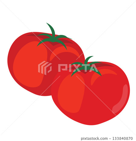 Illustration of two bright red tomatoes lined up 133840870