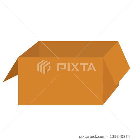 一個簡單的紙箱示意圖，頂部敞開。 133840874