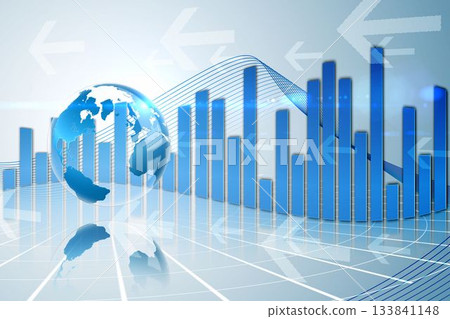 Global business graphic in blue 133841148
