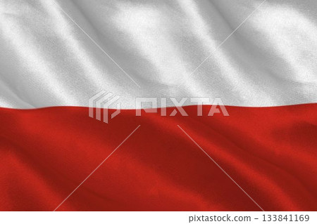 Digitally generated polish flag rippling 133841169
