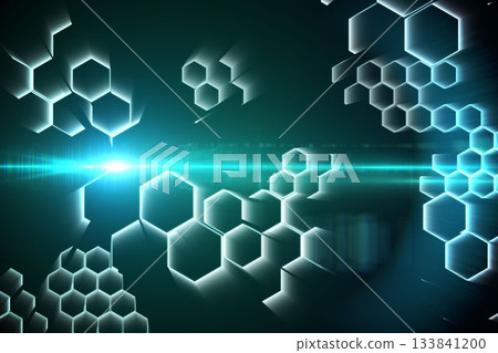 Chemical structure in blue and black 133841200
