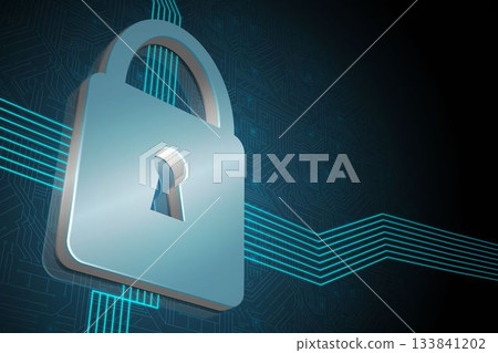 Shiny lock on black background 133841202