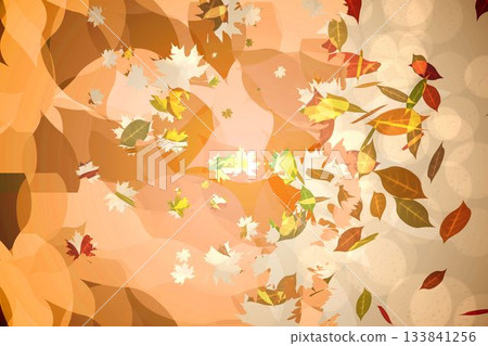 Swirling autumn leaves pattern is shifting in flat vector design with warm bokeh background Swirling autumn leaves pattern is shifting in flat vector design with warm bokeh background 133841256