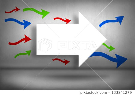 Arrows pointing on grey background Arrows pointing on grey background 133841279
