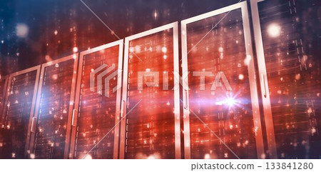 Low angle view of red servers Low angle view of red servers 133841280