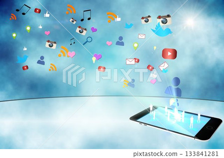 Floating smartphone application icons Floating smartphone application icons 133841281