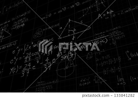 Low angle view of mathematical equations with solution Low angle view of mathematical equations with solution 133841282
