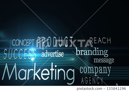 Marketing buzzwords on black background 133841296