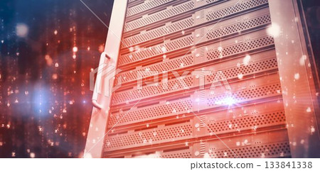 Closeup of red server against glittering background Closeup of red server against glittering background 133841338