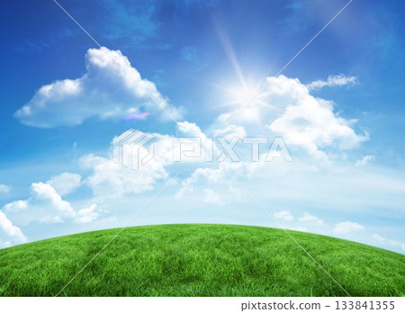Green hill under blue sky Green hill under blue sky 133841355