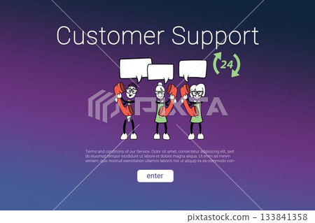 Human representations with customer support text Human representations with customer support text 133841358