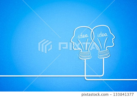 Composite image of people having an idea against blue background Composite image of people having an idea against blue background 133841377