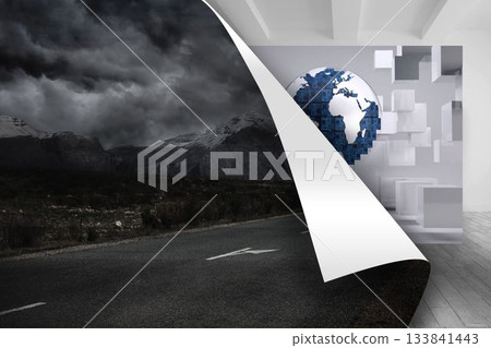 Stormy background over picture of earth Stormy background over picture of earth 133841443