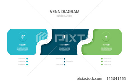 3 step infographic venn diagram template vector element 133841563