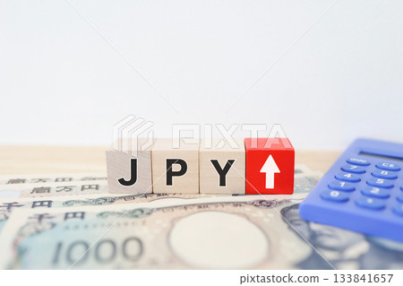 JPY Rise Concept. Showing the appreciation of the yen and exchange rate fluctuations. 133841657