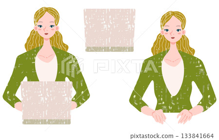 Material set of a woman operating a computer Material set of a woman operating a computer 133841664