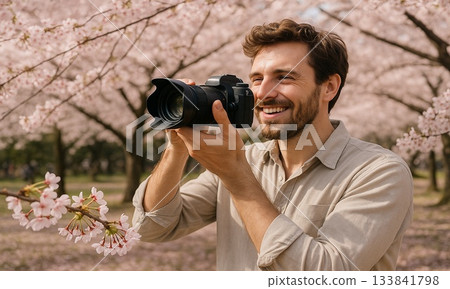 Travelers enjoying taking photos of cherry blossom trees | Spring, Tourism, Japanese Culture 133841798