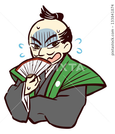 A samurai in a formal kimono panics after his crimes are discovered 133841874