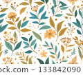 植物花卉和葉子無縫圖案 133842090