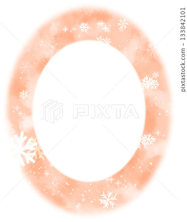 Light orange snowflakes and light oval frame Light orange snowflakes and light oval frame 133842101