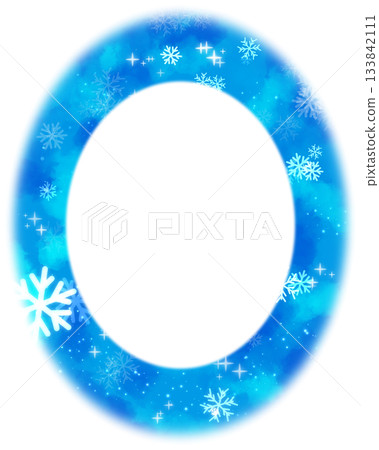 淺藍色雪花和淺橢圓形邊框 133842111