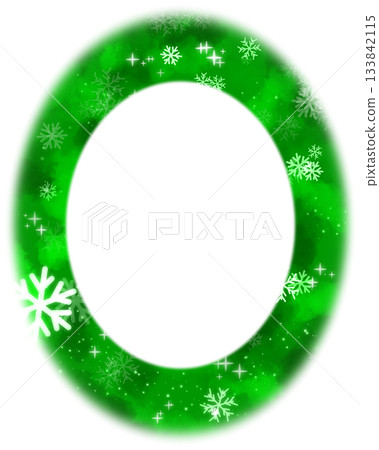 綠色雪花和淺橢圓形邊框 綠色雪花和淺橢圓形邊框 133842115