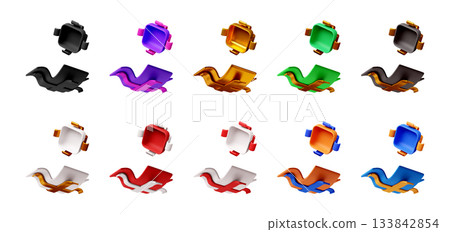 3D Gift box and open gift box icon set 133842854