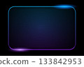 Glowing blue and purple glass style frame on dark background, featuring soft neon highlights and smooth rounded edges suitable for modern UI or digital design themes 133842953
