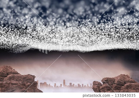Bright stars of energy over cityscape Bright stars of energy over cityscape 133843035