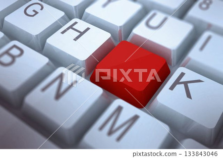 Digitally generated Red key on keyboard 133843046