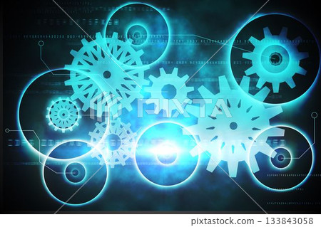 Blue and black cogs and wheels 133843058